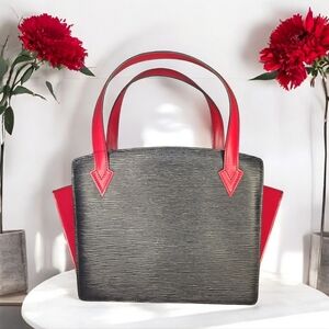 LOUIS VUITTON Epi Bicolor Varenne Hand Bag Black/Red - With COA